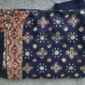 Blue Embroidered Saree